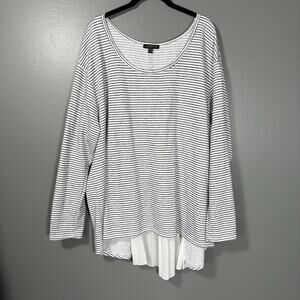 Lane Bryant Striped Knit Top With Chiffon Back Ruffle - Size 26/28 - Womens Plus